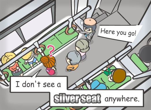 I don't see a silver seat anywhere.