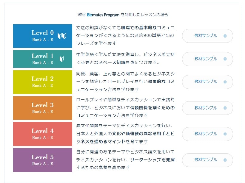 ビズメイツレベルとランク
